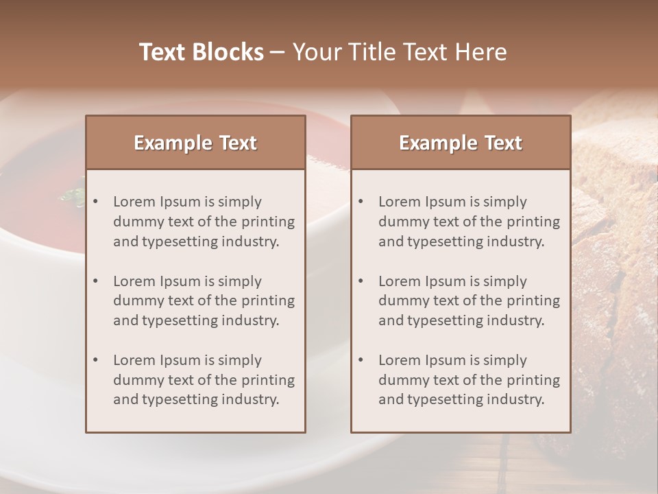 A Bowl Of Tomato Soup Next To A Loaf Of Bread PowerPoint Template