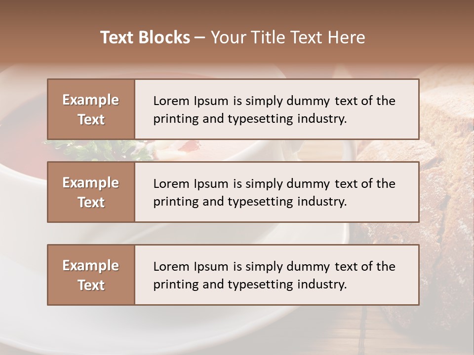 A Bowl Of Tomato Soup Next To A Loaf Of Bread PowerPoint Template