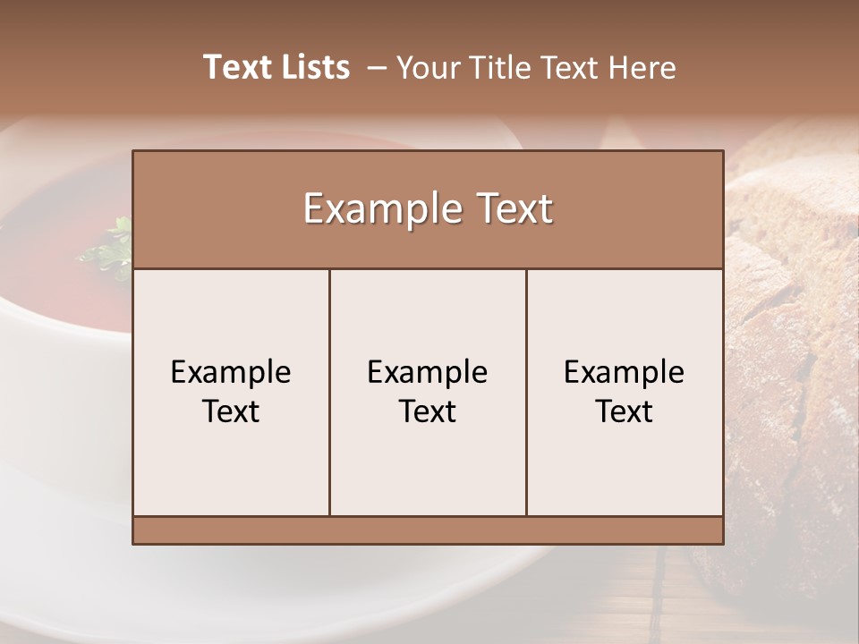 A Bowl Of Tomato Soup Next To A Loaf Of Bread PowerPoint Template