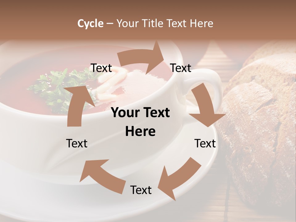 A Bowl Of Tomato Soup Next To A Loaf Of Bread PowerPoint Template