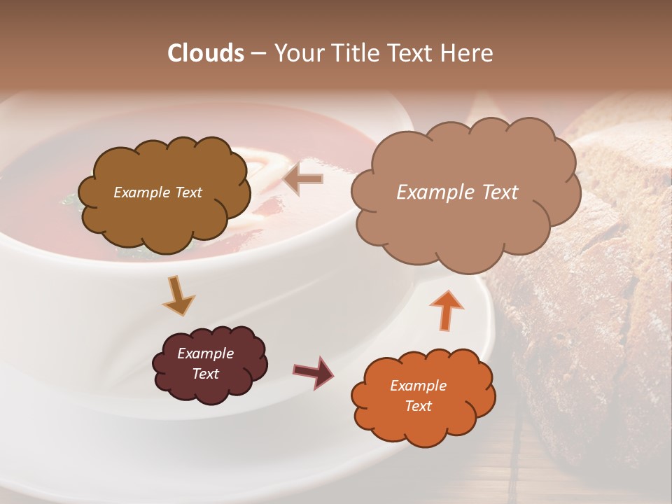 A Bowl Of Tomato Soup Next To A Loaf Of Bread PowerPoint Template
