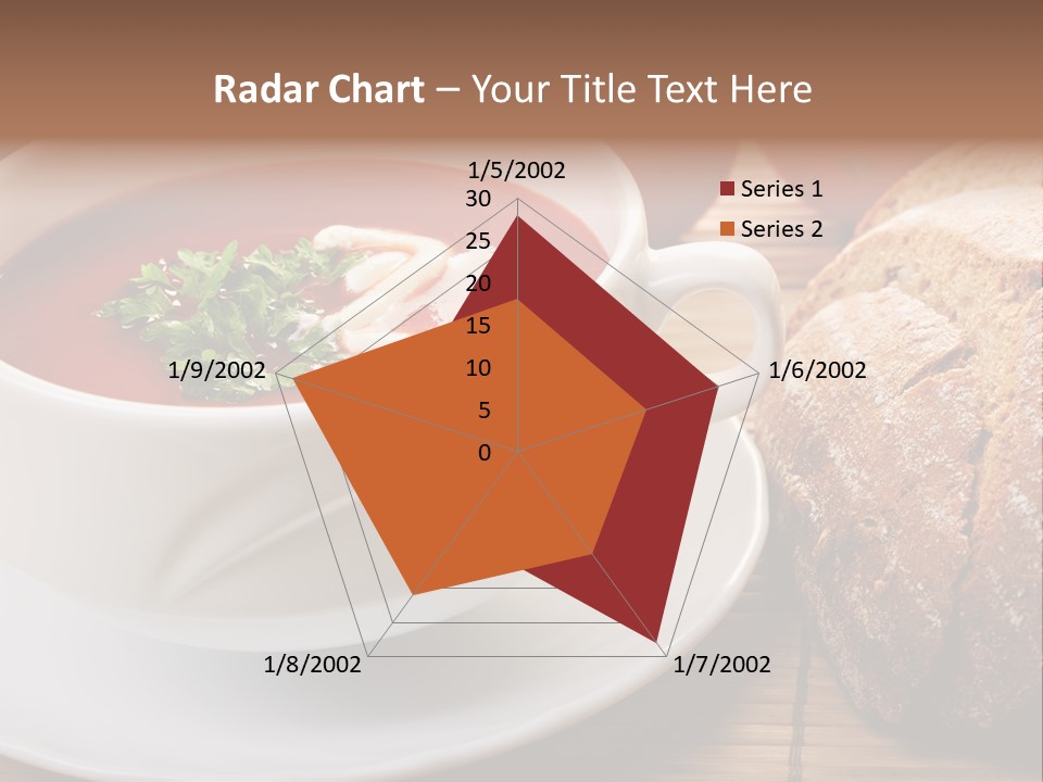 A Bowl Of Tomato Soup Next To A Loaf Of Bread PowerPoint Template
