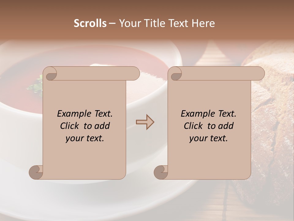 A Bowl Of Tomato Soup Next To A Loaf Of Bread PowerPoint Template
