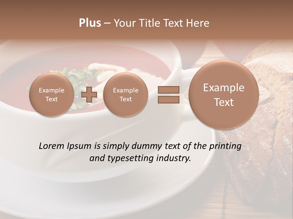 A Bowl Of Tomato Soup Next To A Loaf Of Bread PowerPoint Template