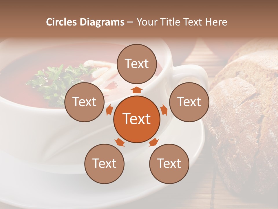 A Bowl Of Tomato Soup Next To A Loaf Of Bread PowerPoint Template