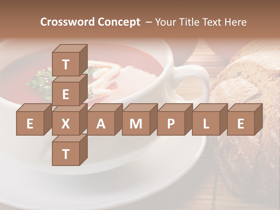 A Bowl Of Tomato Soup Next To A Loaf Of Bread PowerPoint Template