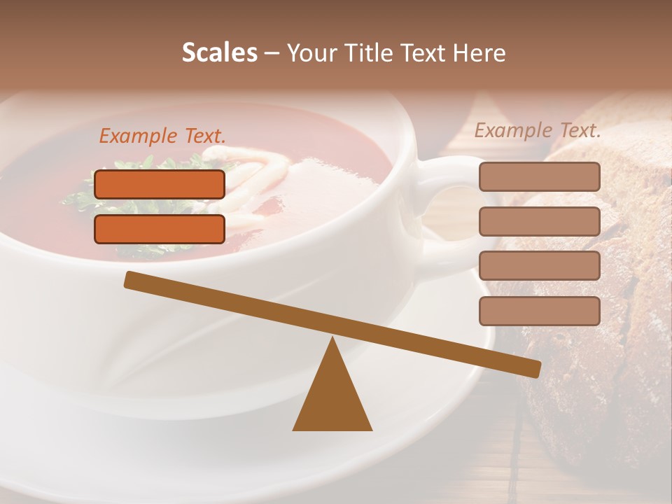 A Bowl Of Tomato Soup Next To A Loaf Of Bread PowerPoint Template