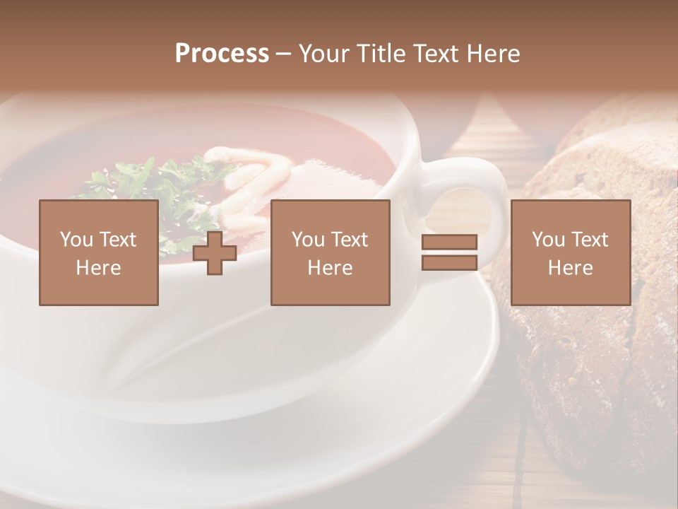 A Bowl Of Tomato Soup Next To A Loaf Of Bread PowerPoint Template