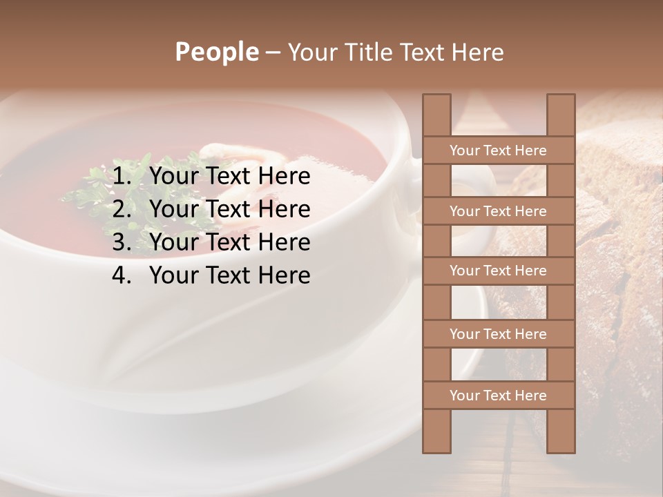 A Bowl Of Tomato Soup Next To A Loaf Of Bread PowerPoint Template