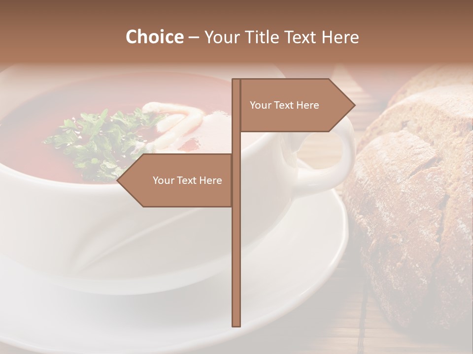 A Bowl Of Tomato Soup Next To A Loaf Of Bread PowerPoint Template