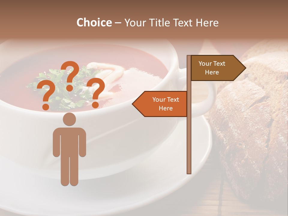 A Bowl Of Tomato Soup Next To A Loaf Of Bread PowerPoint Template