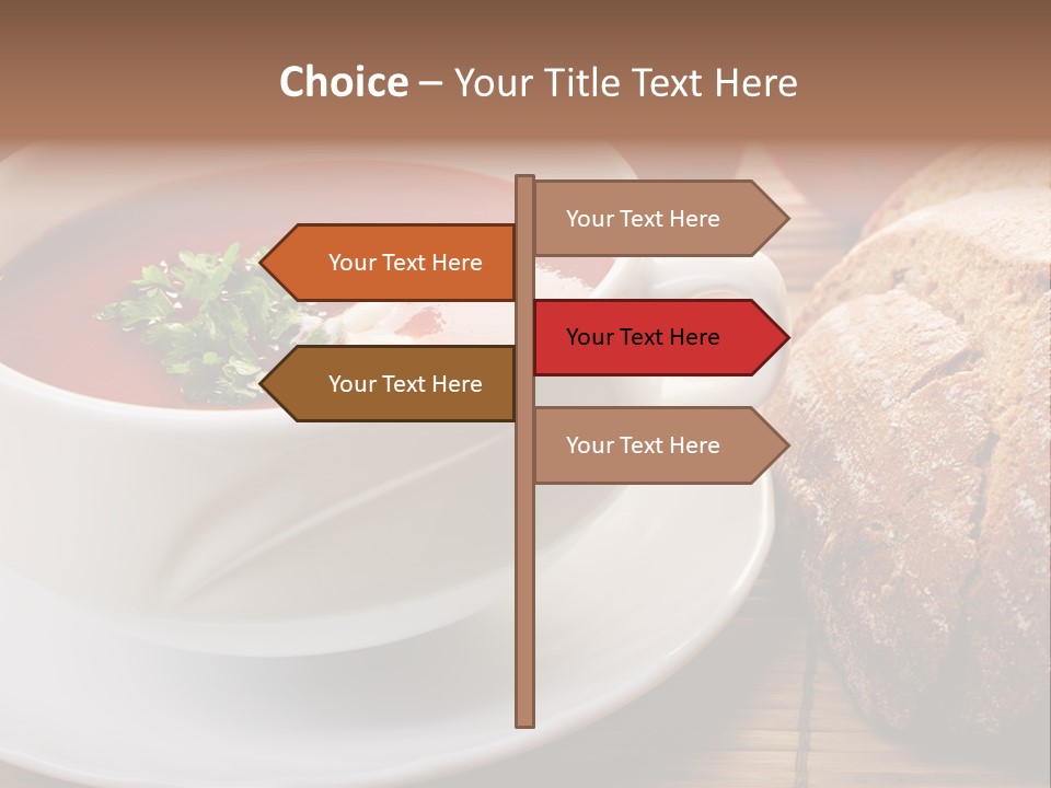 A Bowl Of Tomato Soup Next To A Loaf Of Bread PowerPoint Template