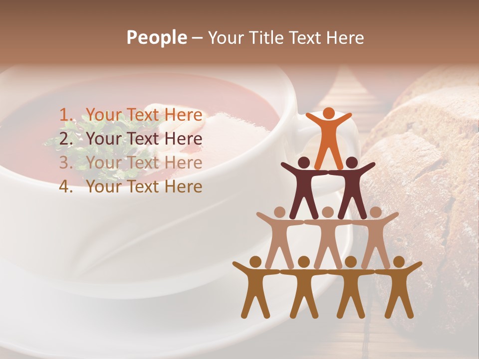 A Bowl Of Tomato Soup Next To A Loaf Of Bread PowerPoint Template