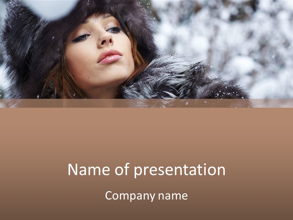 A Woman Wearing A Fur Hat And Fur Coat PowerPoint Template