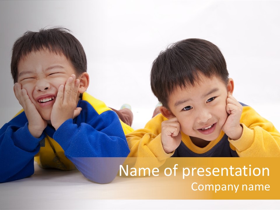 Boy Schoolboy Twins PowerPoint Template