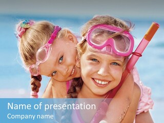 Little Girl Snorkel Set Ocean PowerPoint Template