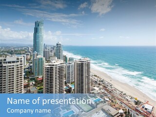 Blue Downtown Center PowerPoint Template