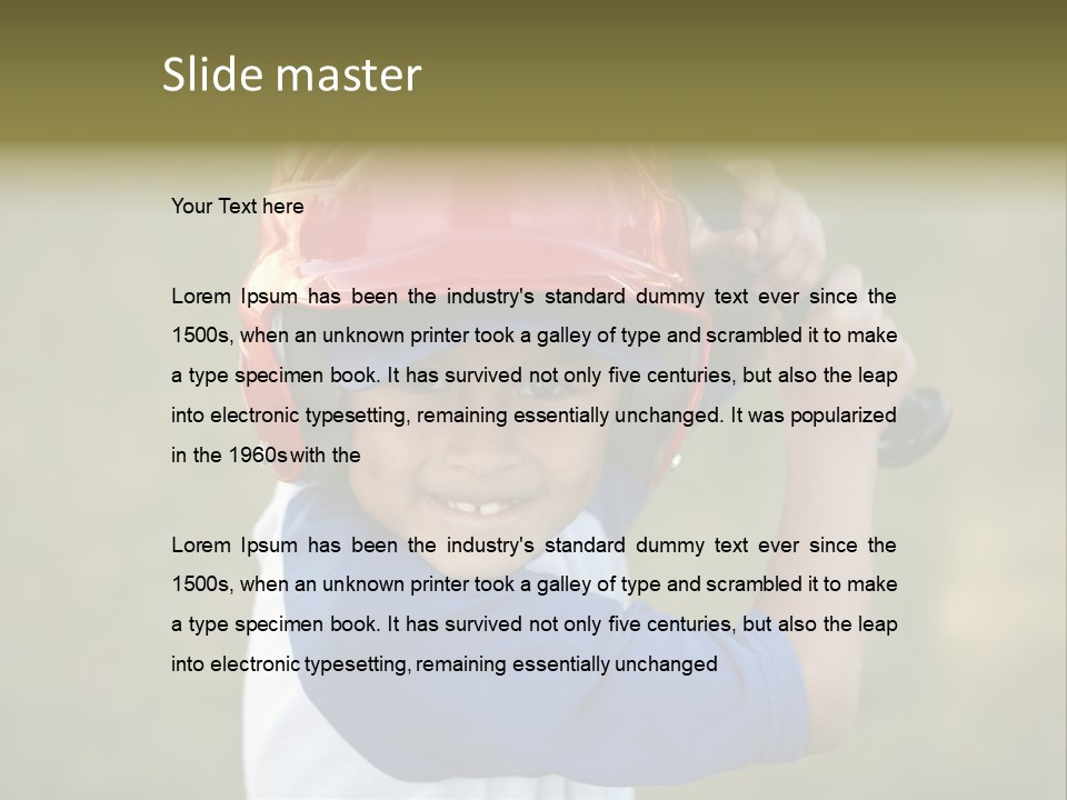 A Young Boy In A Baseball Uniform Holding A Bat PowerPoint Template