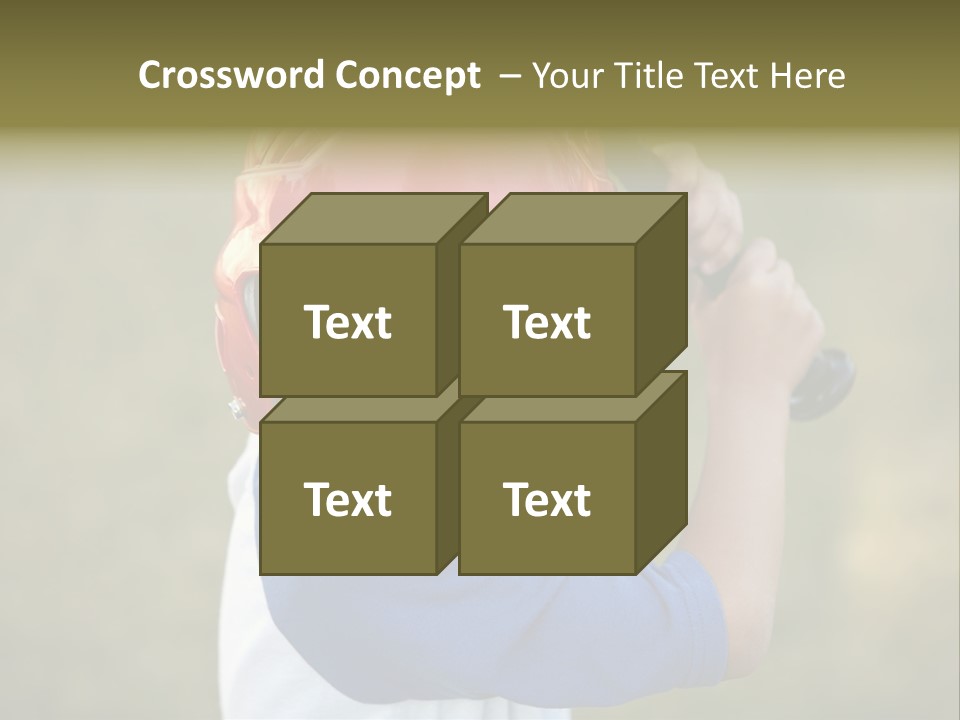 A Young Boy In A Baseball Uniform Holding A Bat PowerPoint Template