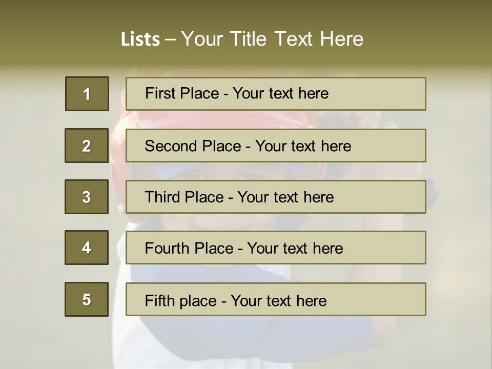 A Young Boy In A Baseball Uniform Holding A Bat PowerPoint Template