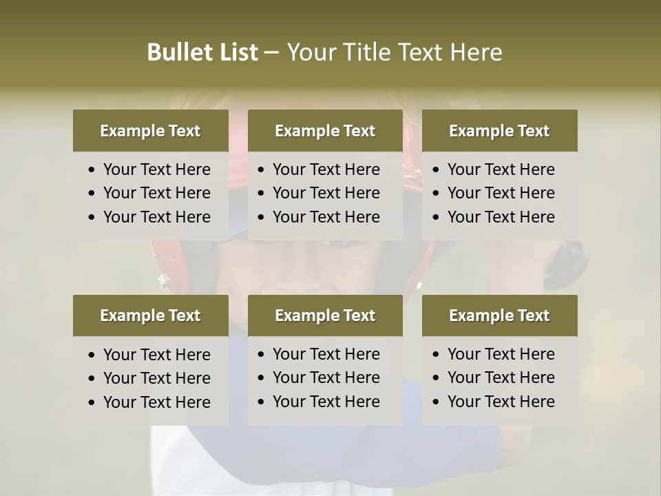 A Young Boy In A Baseball Uniform Holding A Bat PowerPoint Template