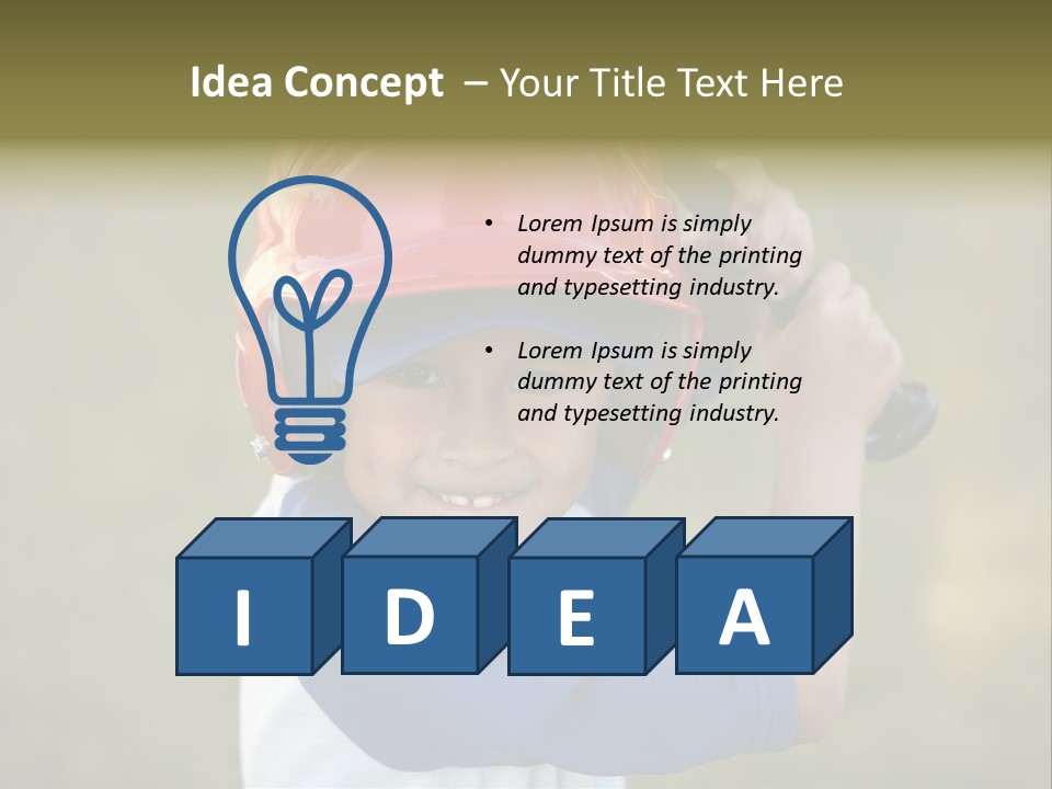 A Young Boy In A Baseball Uniform Holding A Bat PowerPoint Template