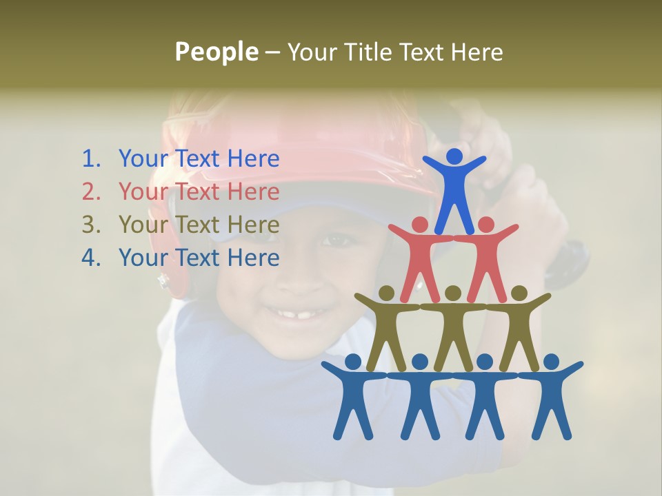 A Young Boy In A Baseball Uniform Holding A Bat PowerPoint Template