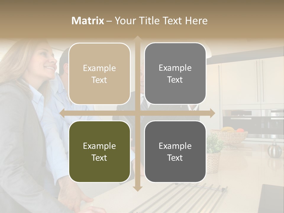 A Group Of People Standing Around A Kitchen Counter PowerPoint Template