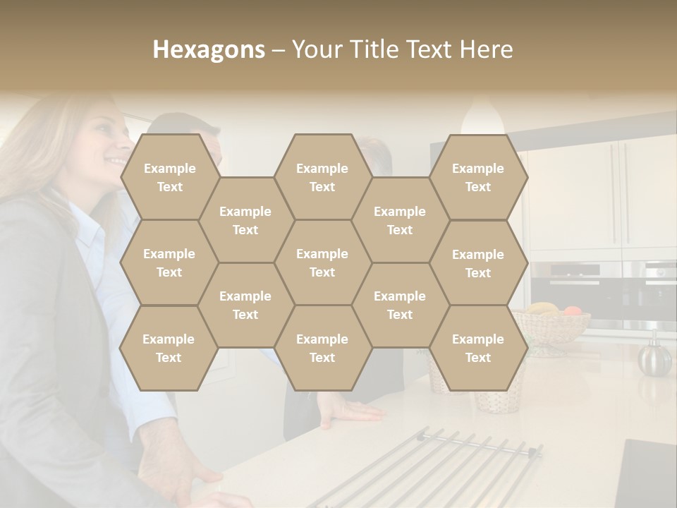 A Group Of People Standing Around A Kitchen Counter PowerPoint Template