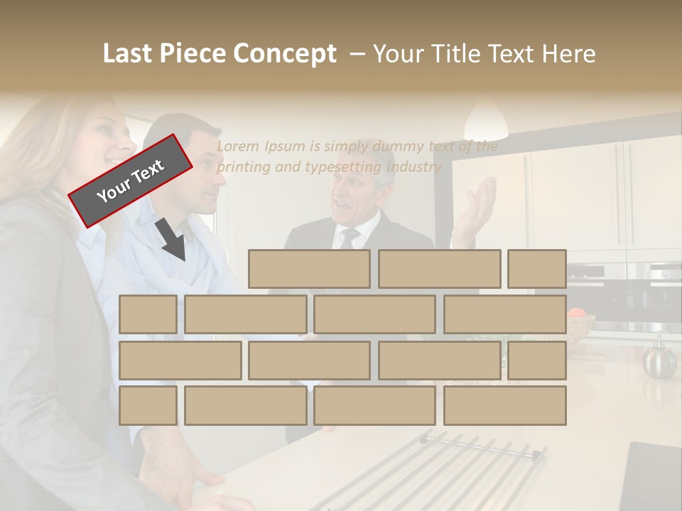 A Group Of People Standing Around A Kitchen Counter PowerPoint Template