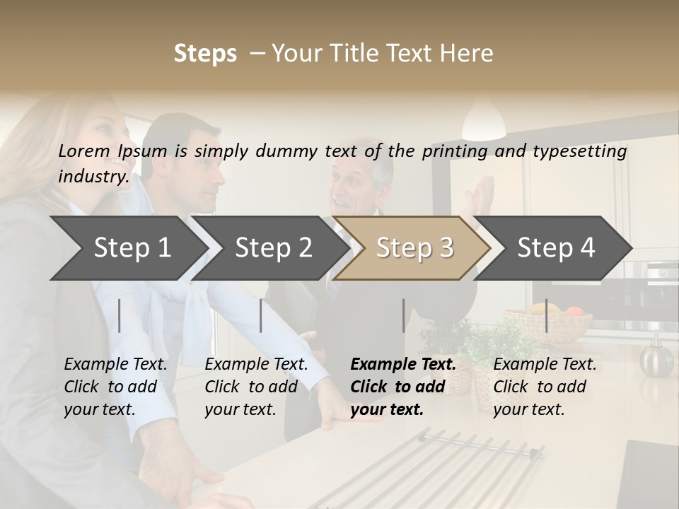 A Group Of People Standing Around A Kitchen Counter PowerPoint Template
