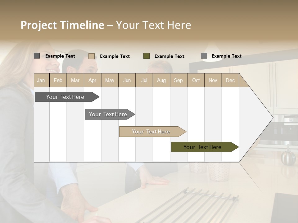A Group Of People Standing Around A Kitchen Counter PowerPoint Template