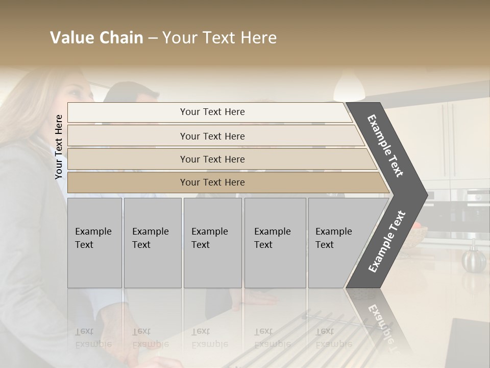 A Group Of People Standing Around A Kitchen Counter PowerPoint Template