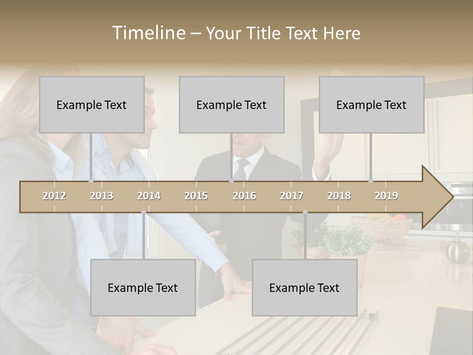 A Group Of People Standing Around A Kitchen Counter PowerPoint Template