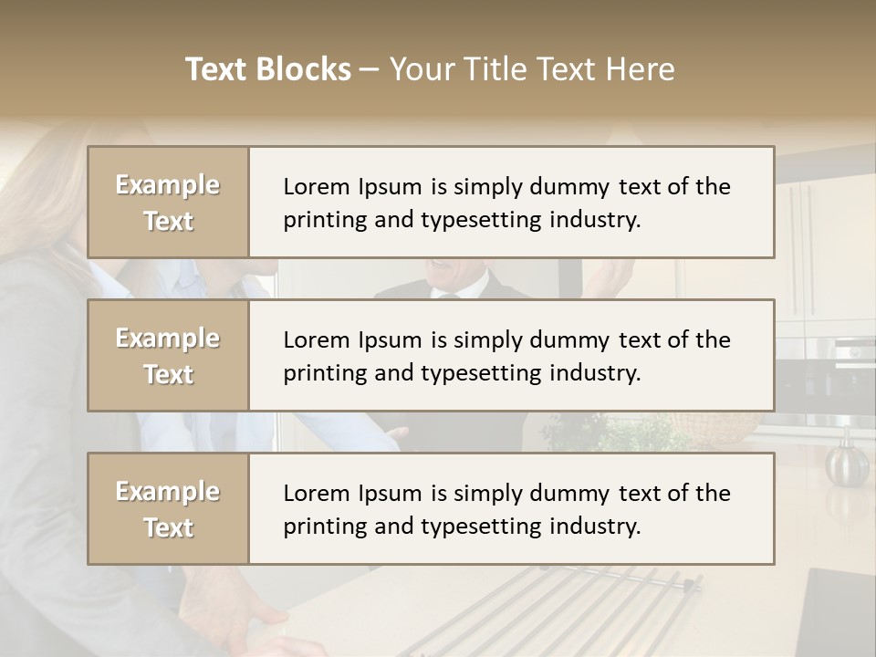 A Group Of People Standing Around A Kitchen Counter PowerPoint Template