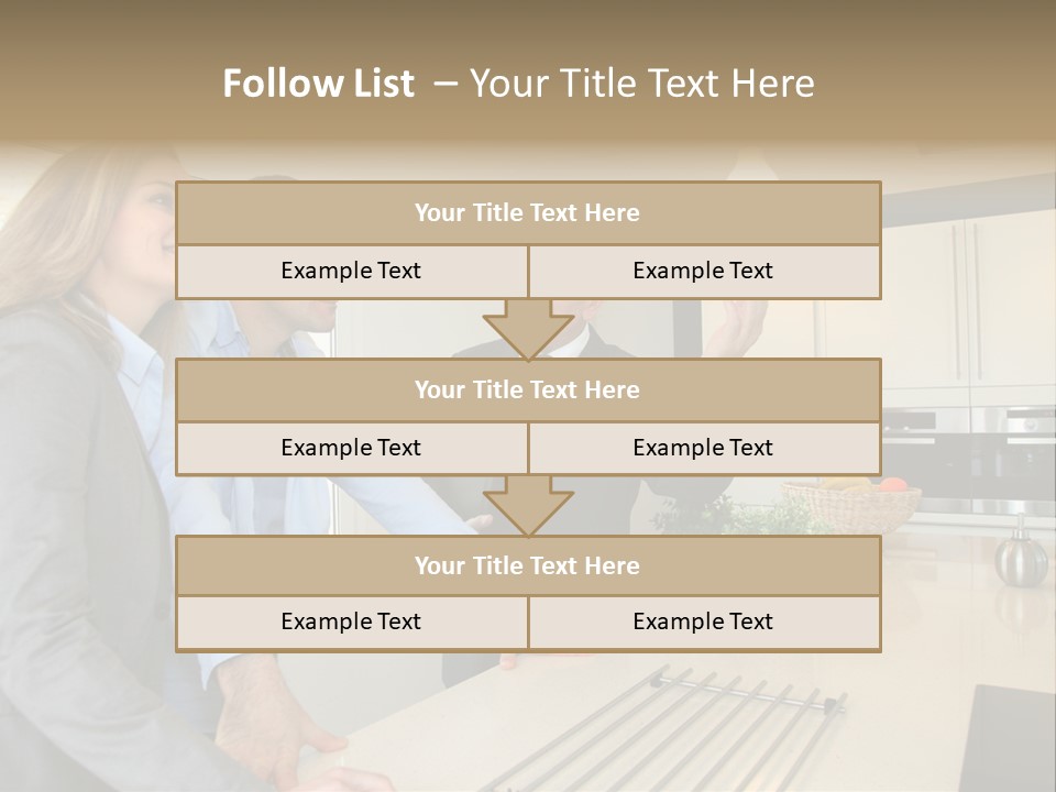 A Group Of People Standing Around A Kitchen Counter PowerPoint Template