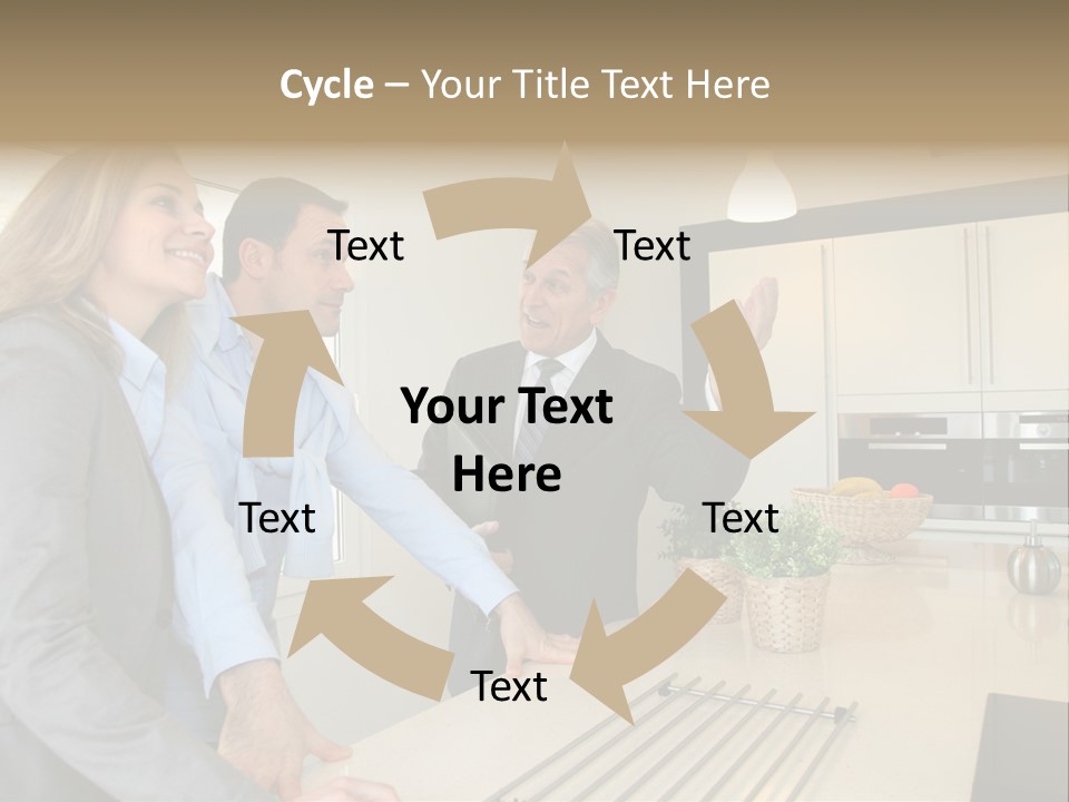 A Group Of People Standing Around A Kitchen Counter PowerPoint Template