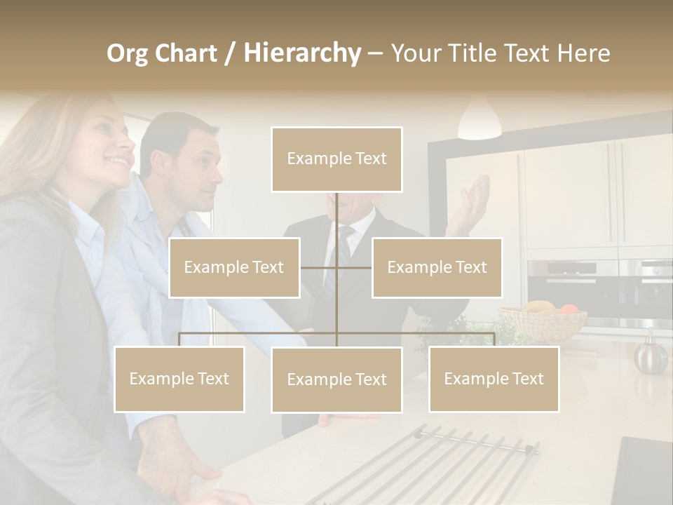 A Group Of People Standing Around A Kitchen Counter PowerPoint Template