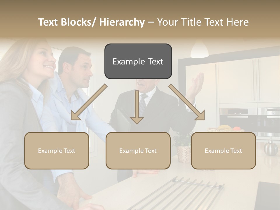 A Group Of People Standing Around A Kitchen Counter PowerPoint Template
