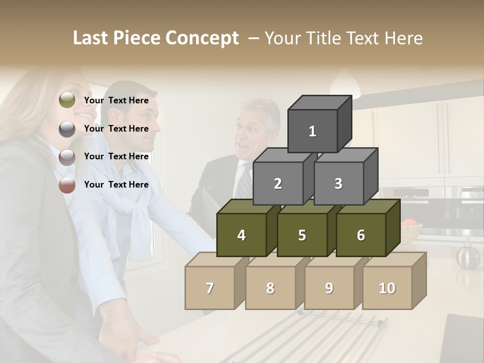 A Group Of People Standing Around A Kitchen Counter PowerPoint Template