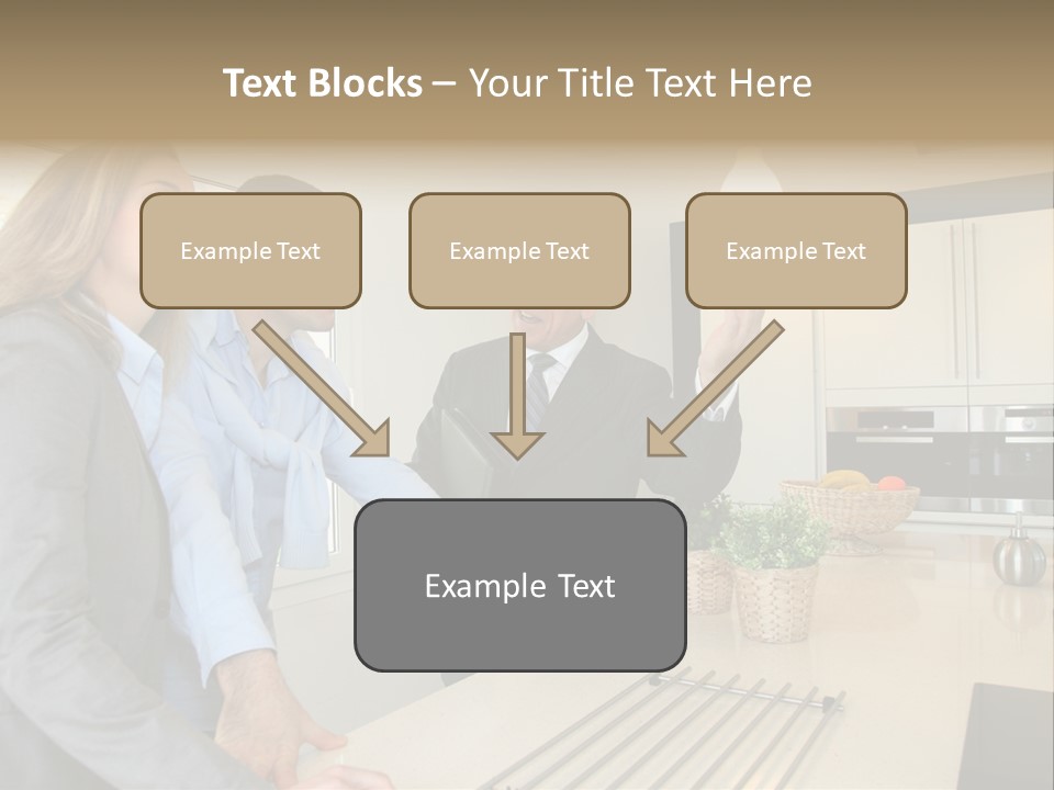 A Group Of People Standing Around A Kitchen Counter PowerPoint Template