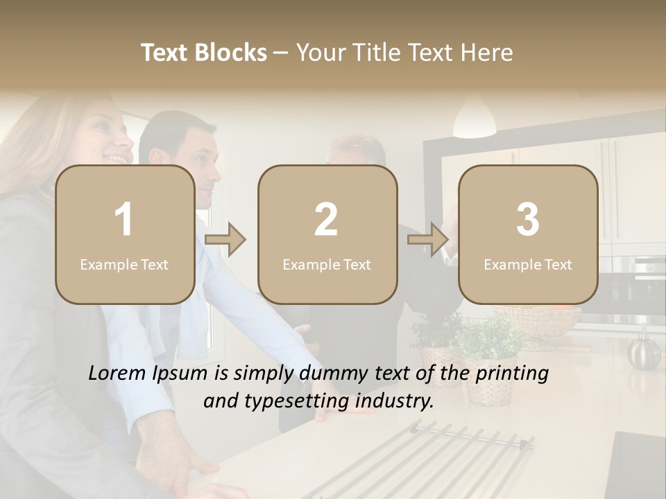 A Group Of People Standing Around A Kitchen Counter PowerPoint Template