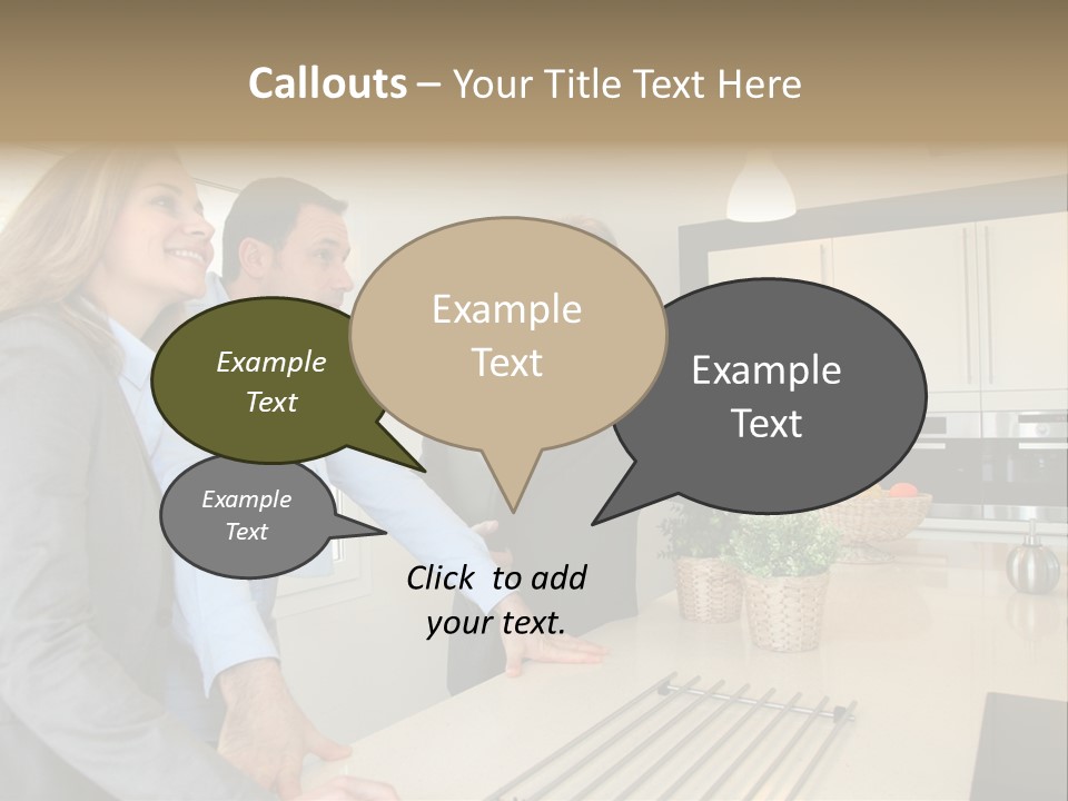 A Group Of People Standing Around A Kitchen Counter PowerPoint Template