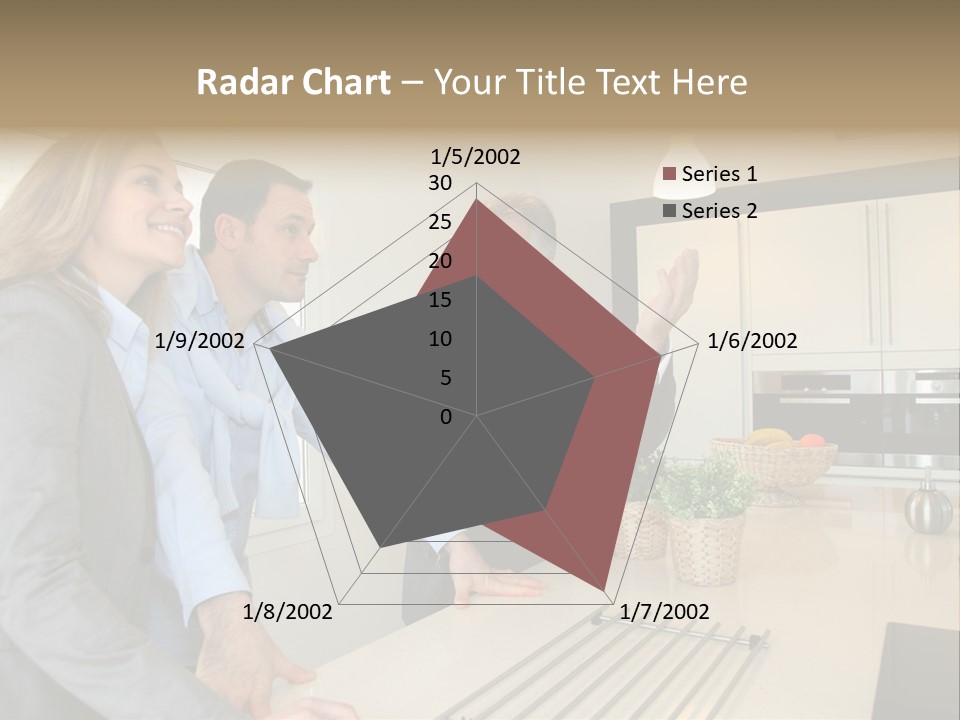 A Group Of People Standing Around A Kitchen Counter PowerPoint Template