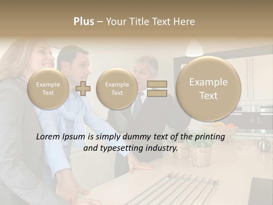 A Group Of People Standing Around A Kitchen Counter PowerPoint Template