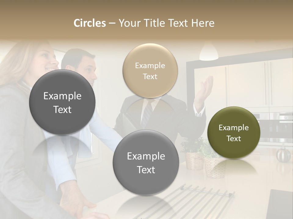 A Group Of People Standing Around A Kitchen Counter PowerPoint Template