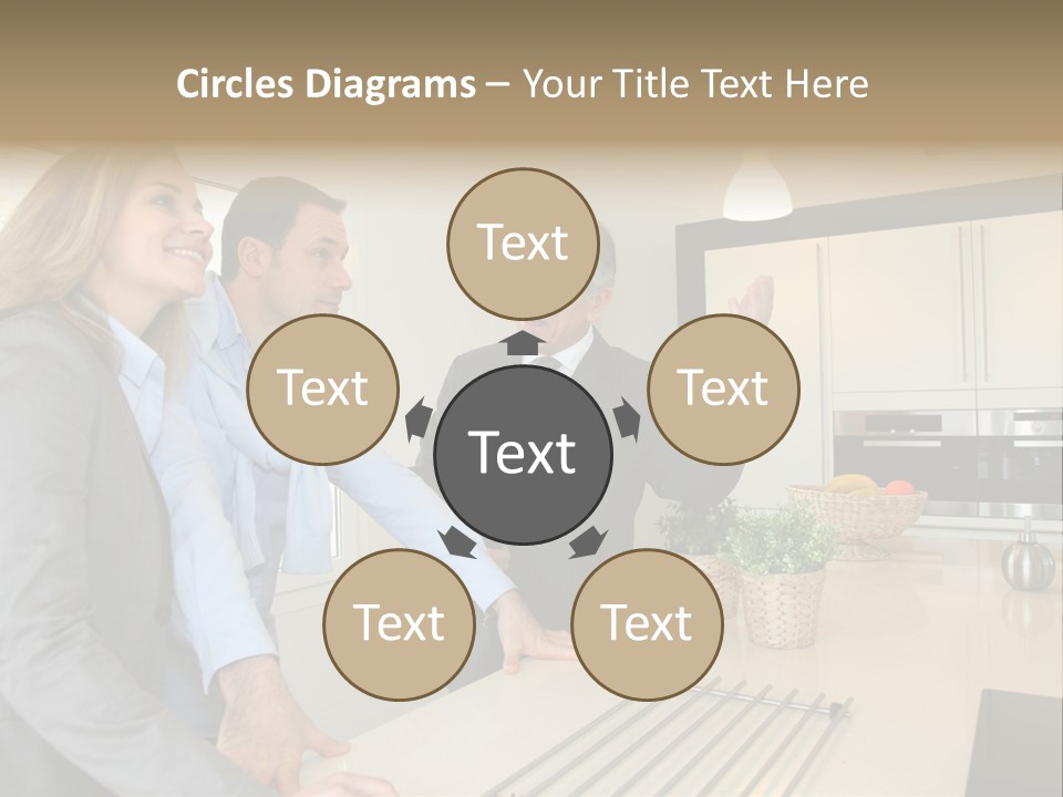 A Group Of People Standing Around A Kitchen Counter PowerPoint Template