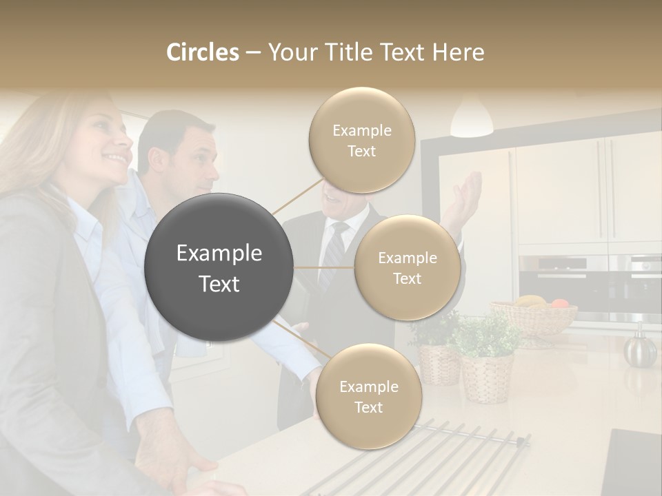 A Group Of People Standing Around A Kitchen Counter PowerPoint Template