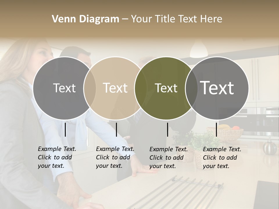 A Group Of People Standing Around A Kitchen Counter PowerPoint Template