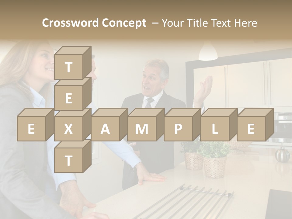 A Group Of People Standing Around A Kitchen Counter PowerPoint Template